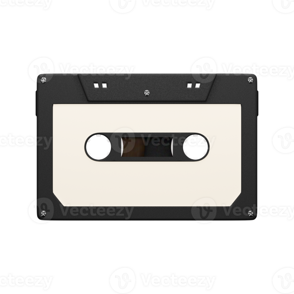 Isolated 3d render retro audio cassette tape with empty label png