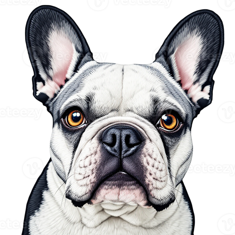 A black and white dog with big eyes png
