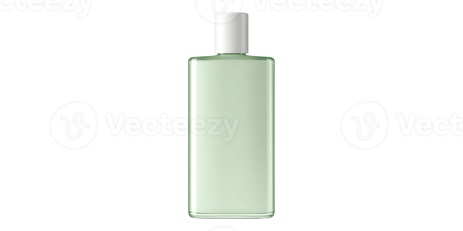 Minimalist light green bottle with white cap for cosmetic product, showcasing clean beauty and skincare packaging design png