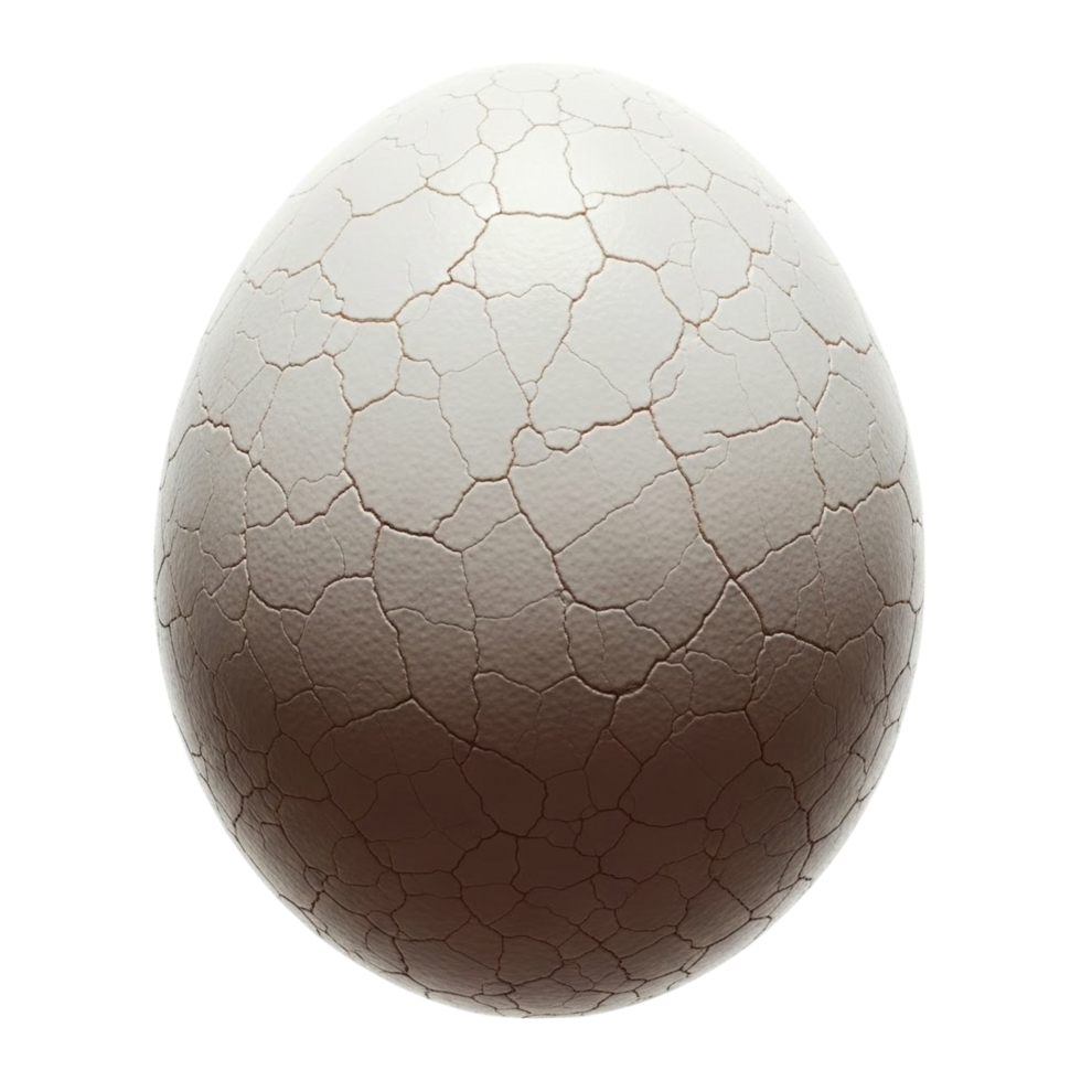A cracked white egg with a textured surface on a transparent background png