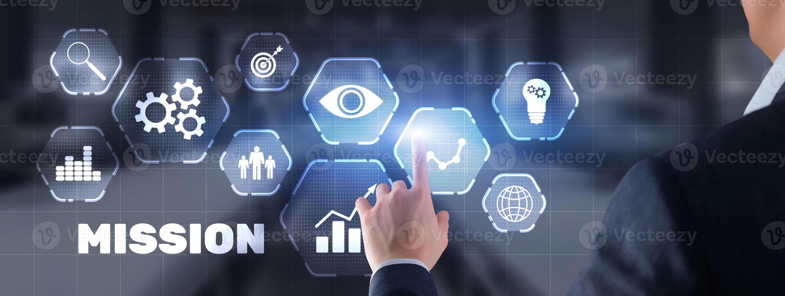 Inscription mission. Business Technology network concept 2022 photo