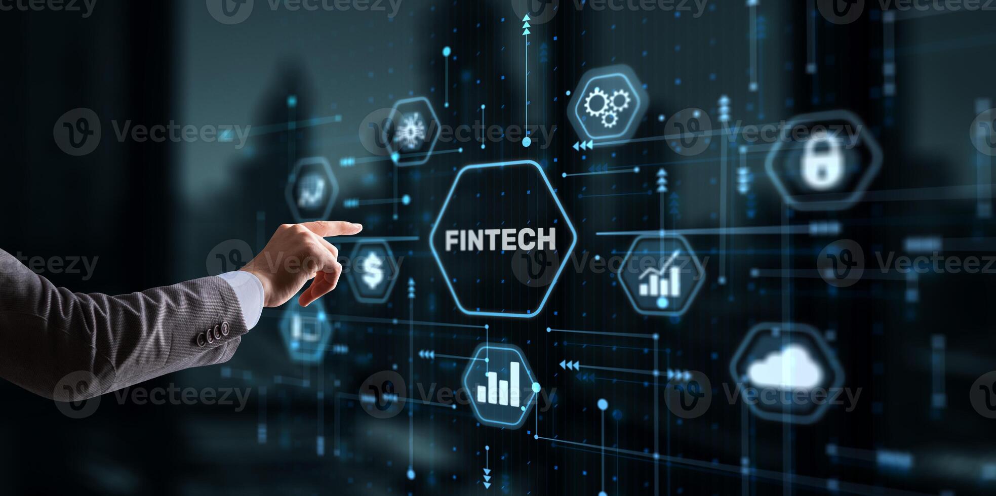 Fintech Financial technology. Business concept on virtual screen photo