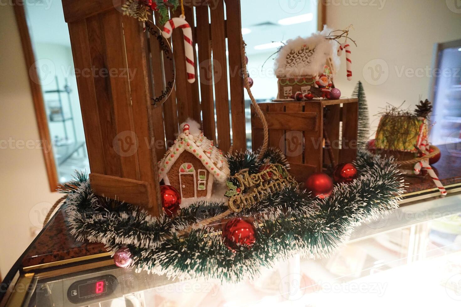 A display of christmas decorations in a store photo