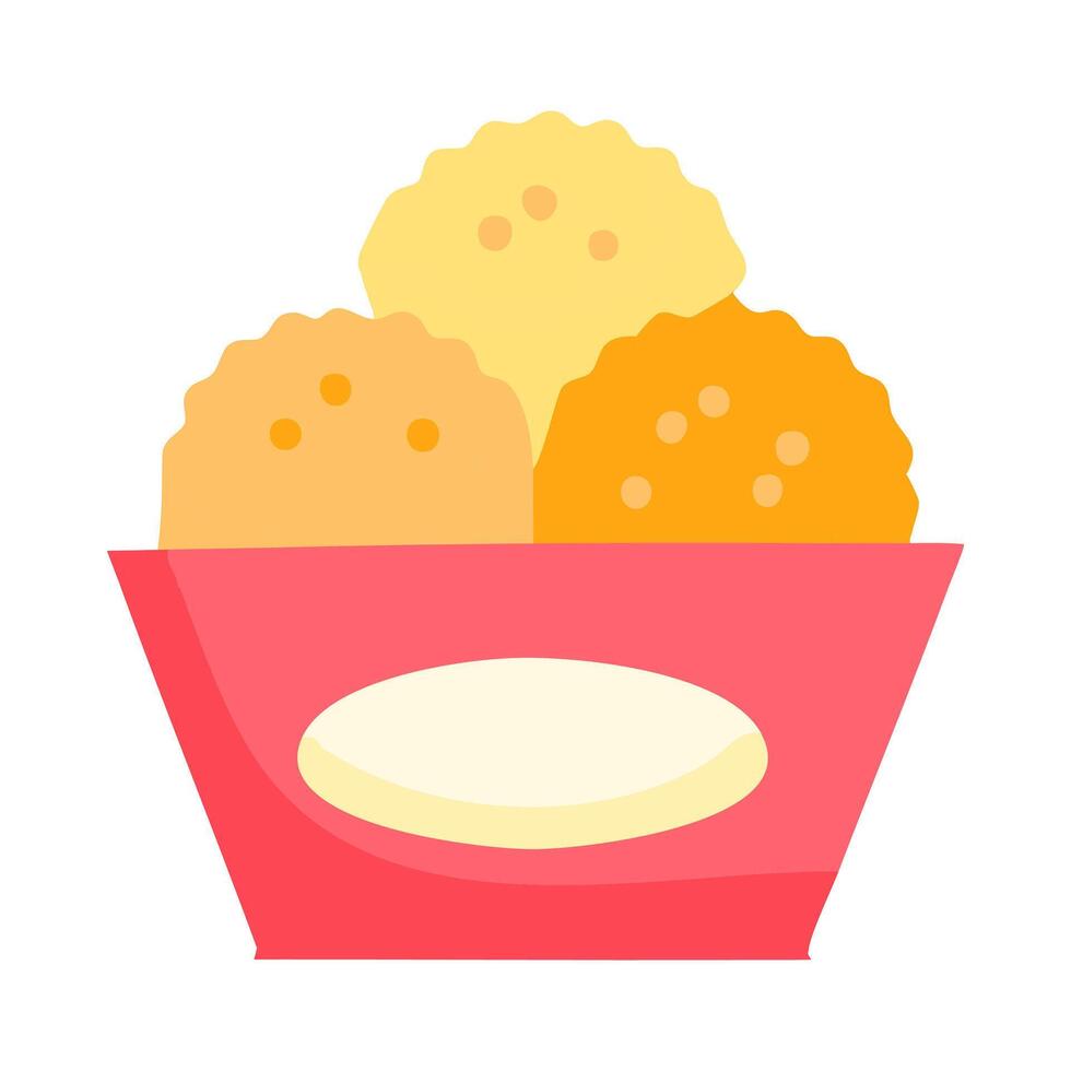 Chicken nuggets flat icon on white background for web design vector