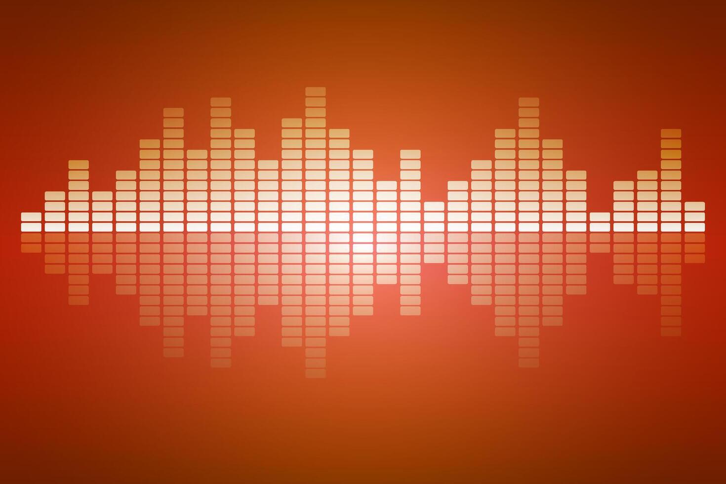 Audio equalizer on orange background. Sound wave pattern illustration. vector