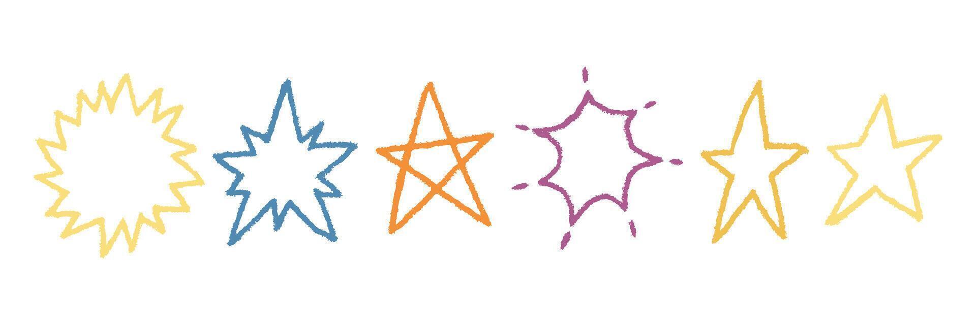Pastel Crayon Brush Twinkle Color Star vector