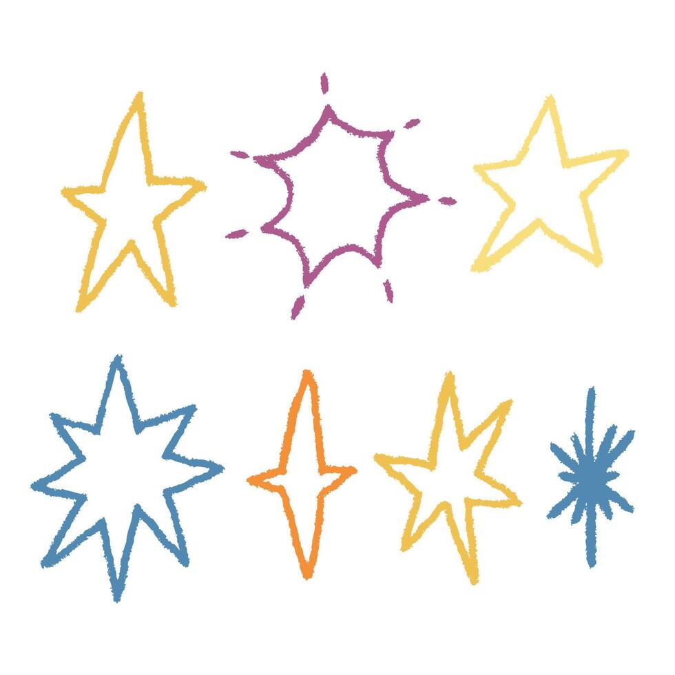 Pastel Crayon Brush Twinkle Star Collection vector
