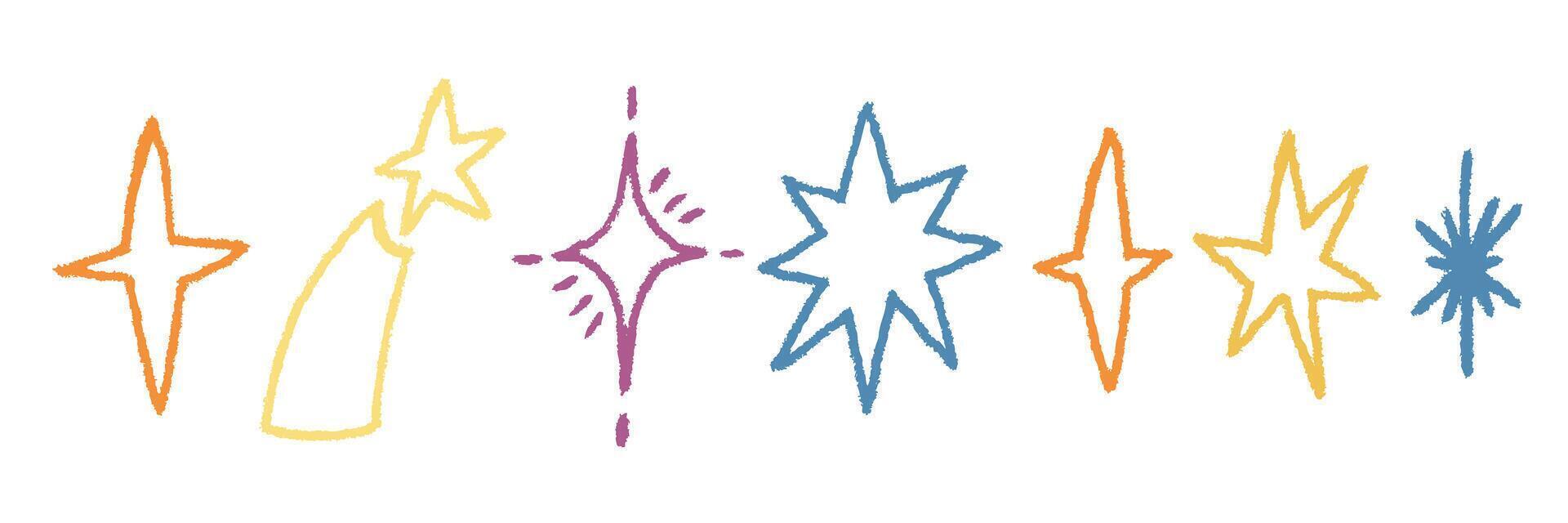 Pastel Crayon Brush Twinkle Colorful Star vector