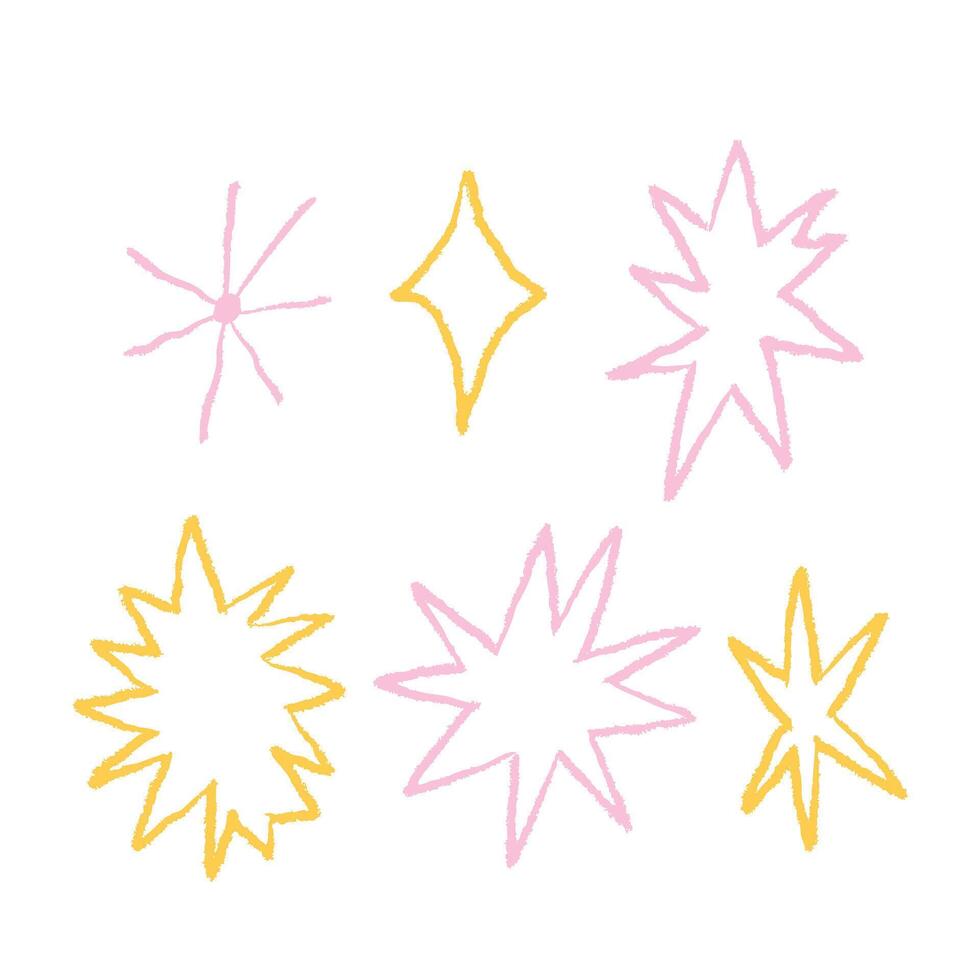 Line Pastel Crayon Brush Star Collection vector
