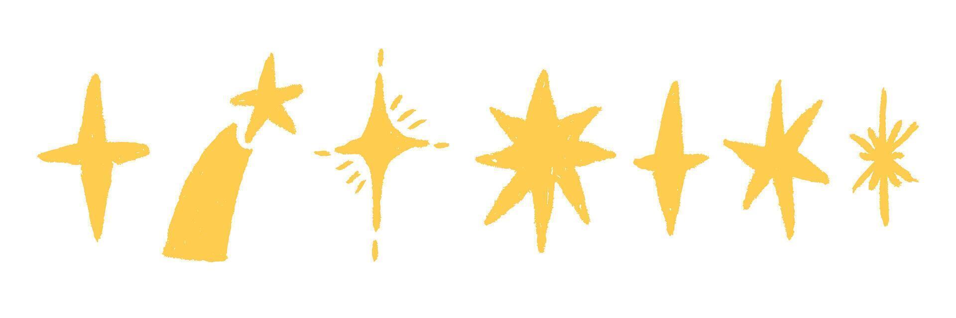 Pastel Crayon Brush Sketch Yellow Star vector