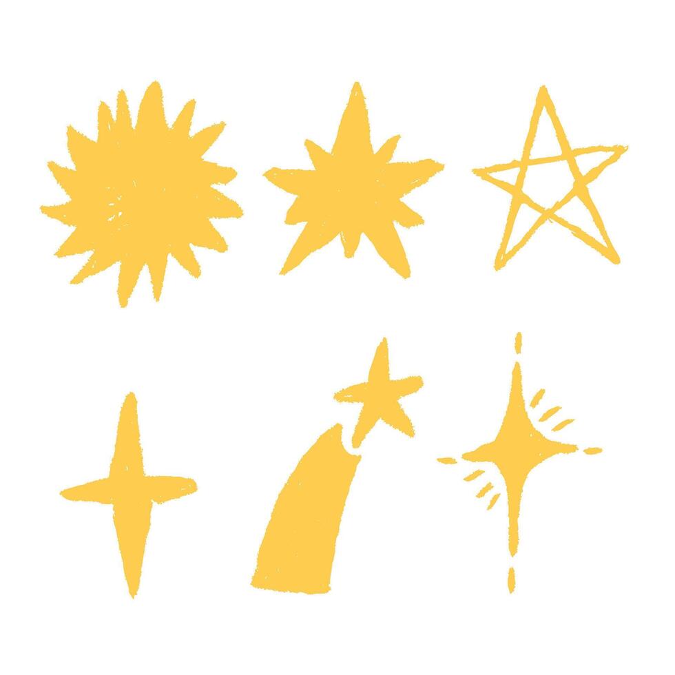 Pastel Crayon Brush Shine Yellow Star vector