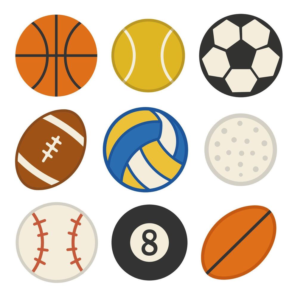 Various sports balls arranged in a grid pattern vector