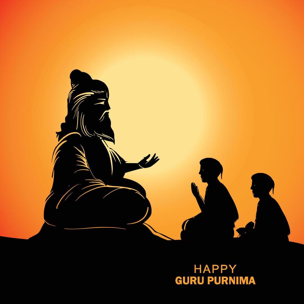 Happy guru purnima religious holiday festival celebration in india card design vector