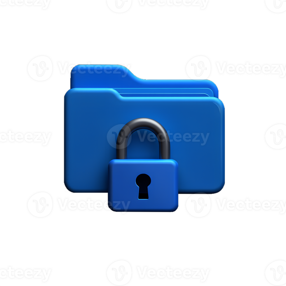 Minimalist 3d locked folder icon, modern ui design for secure app interface or web dashboard png