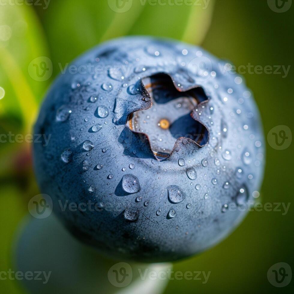 A blueberry with water droplets on it photo