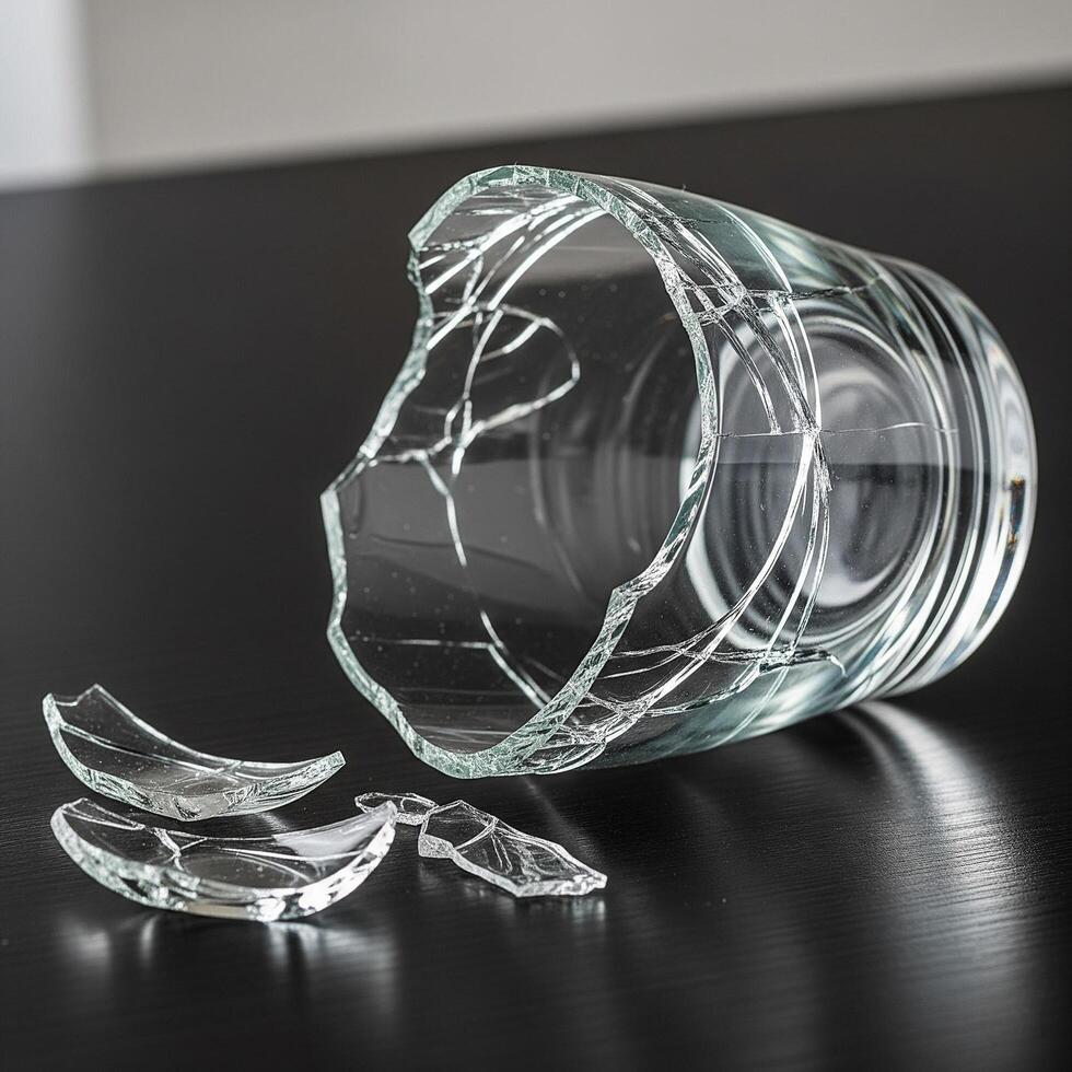 Broken glass on a table photo