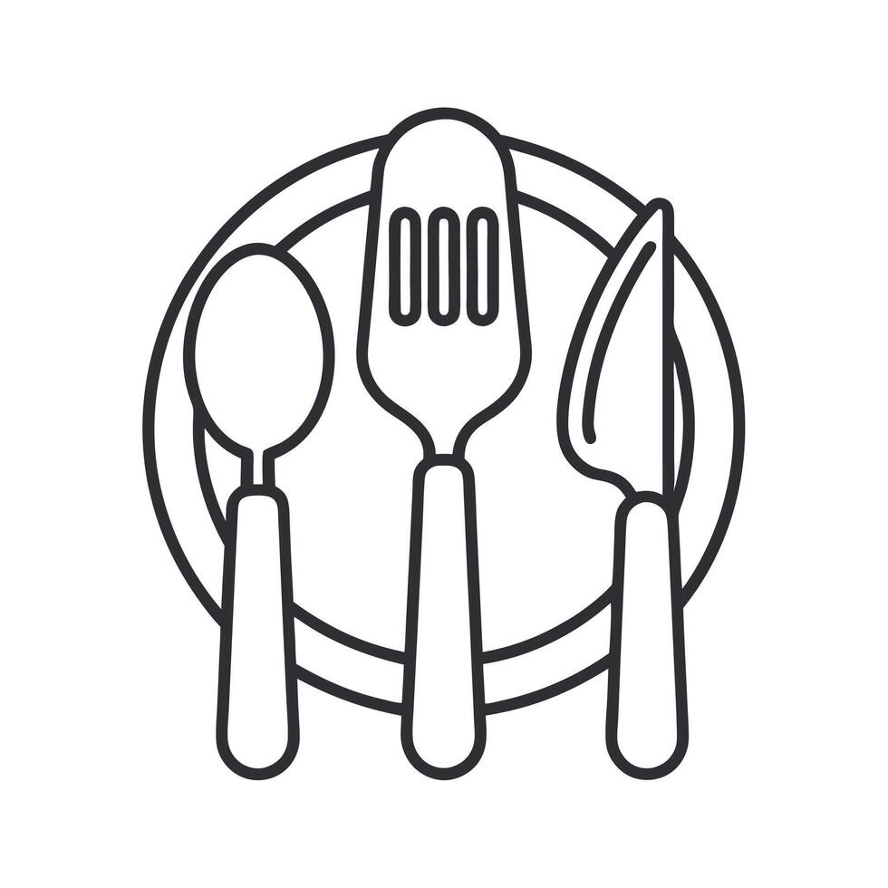Cutlery Outline Kitchen Utensil Line Art vector