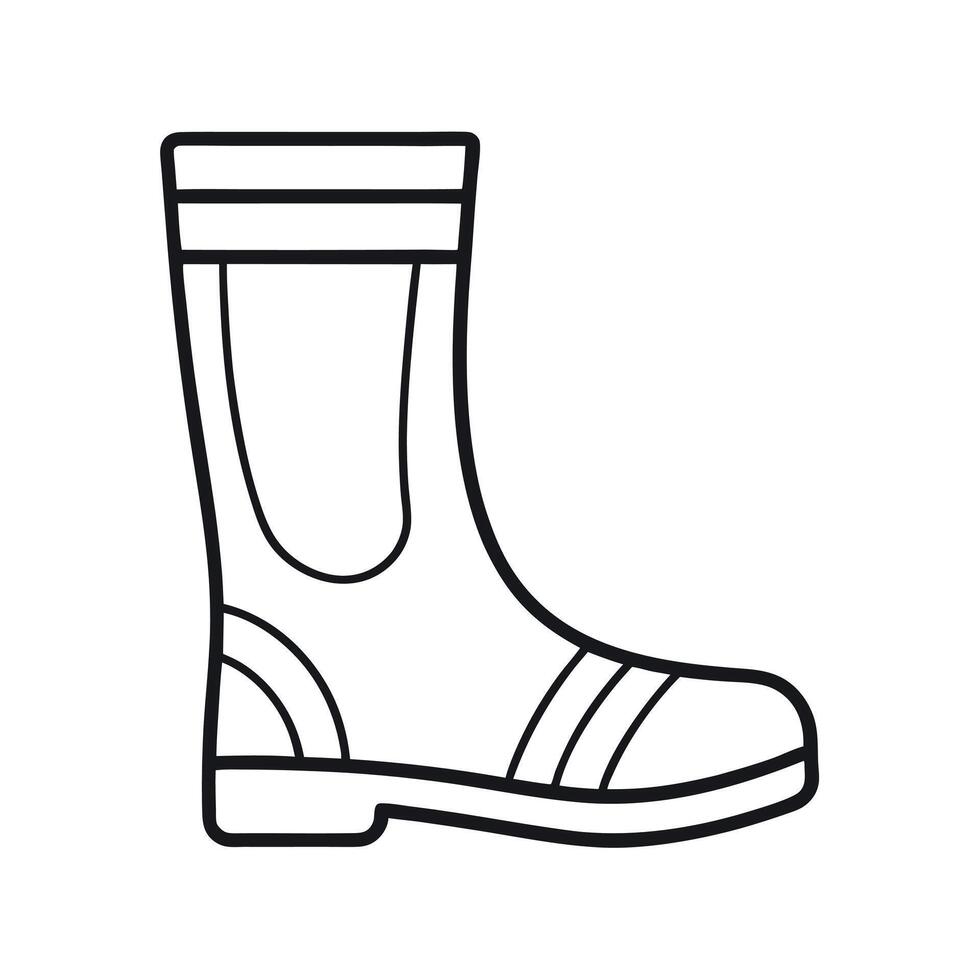 Rain Boot Outline Footwear Line Drawing vector