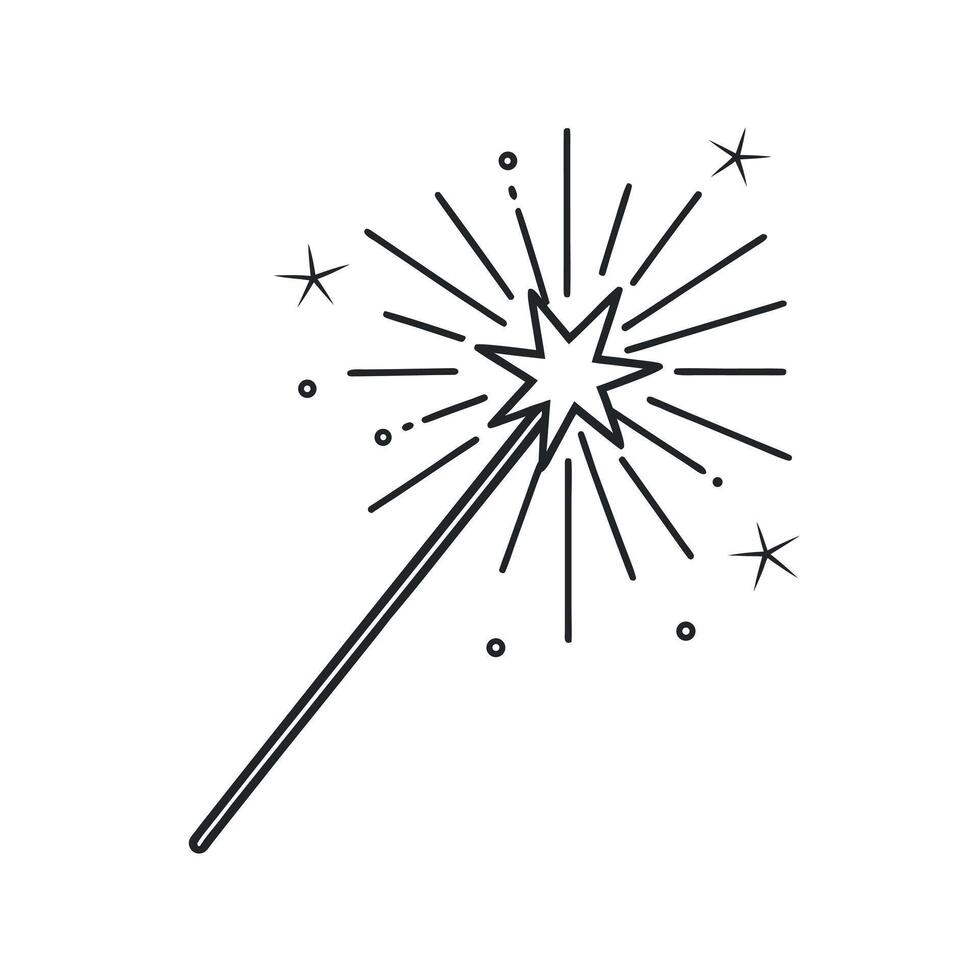 Sparkler Outline Line Art Drawing vector