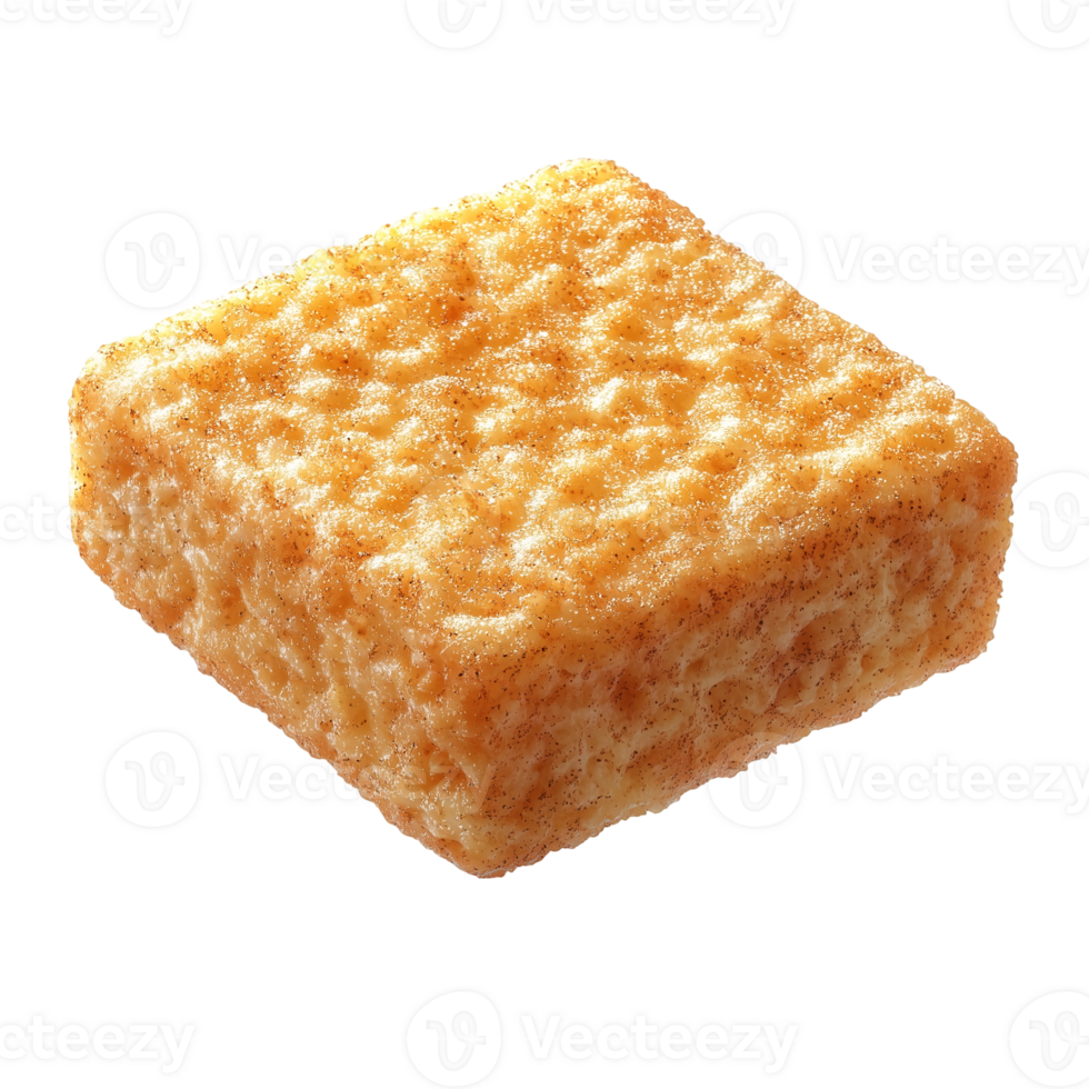 Crispy golden hashbrown breakfast potato square food delicious isolated on transparent background png