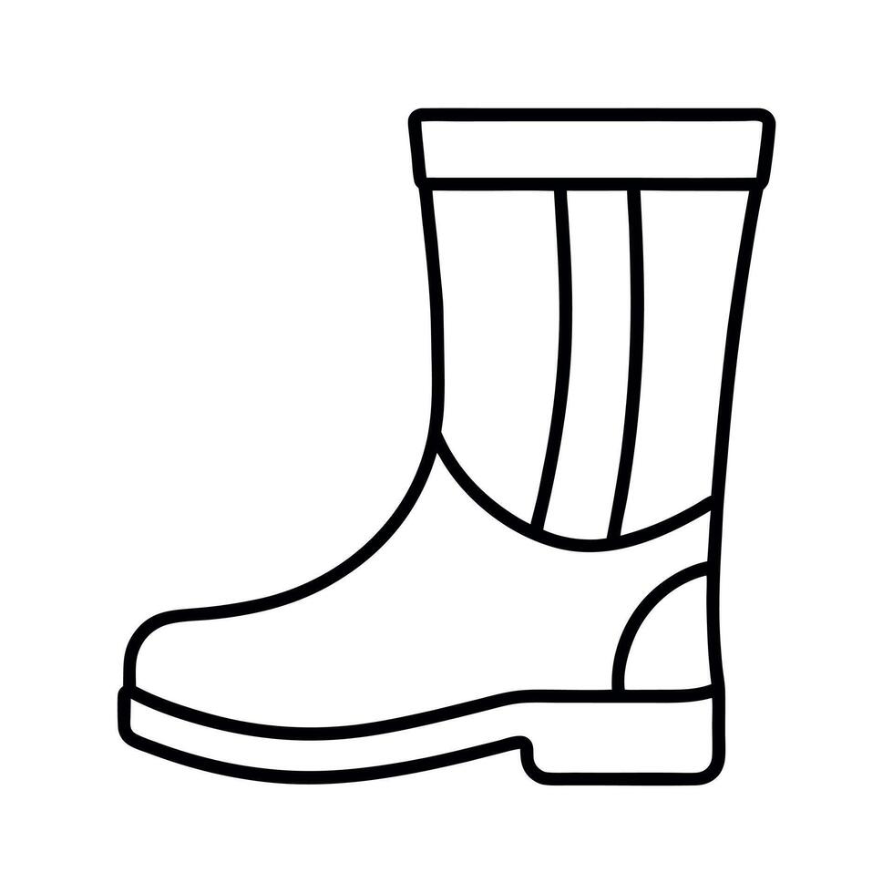 Gumboot Outline Footwear Line Drawing vector