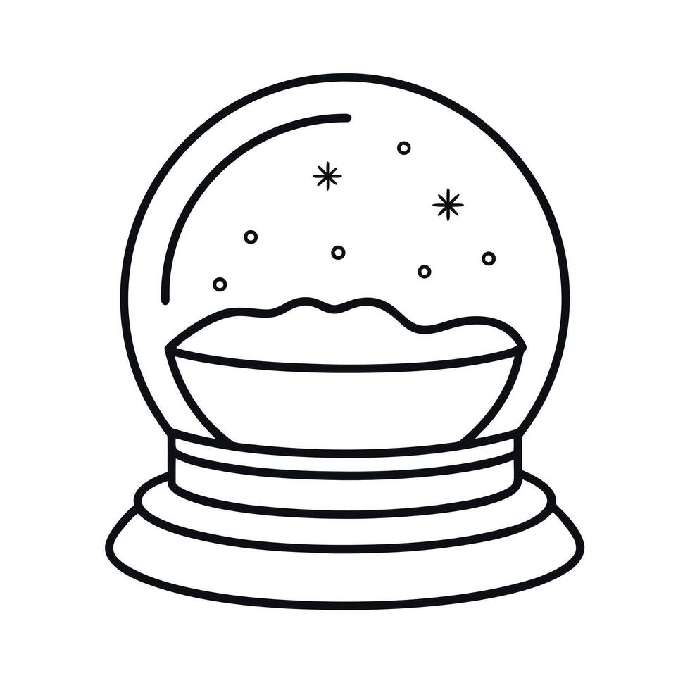 Snow Globe Outline Line Art Icon vector