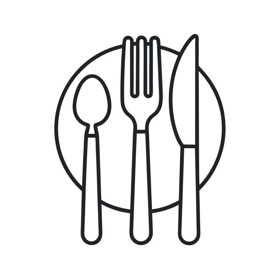 Cutlery Outline Kitchen Tool Line Drawing vector