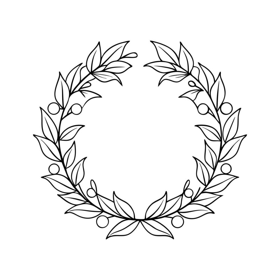 Wreath Outline Line Art Flat Icon vector
