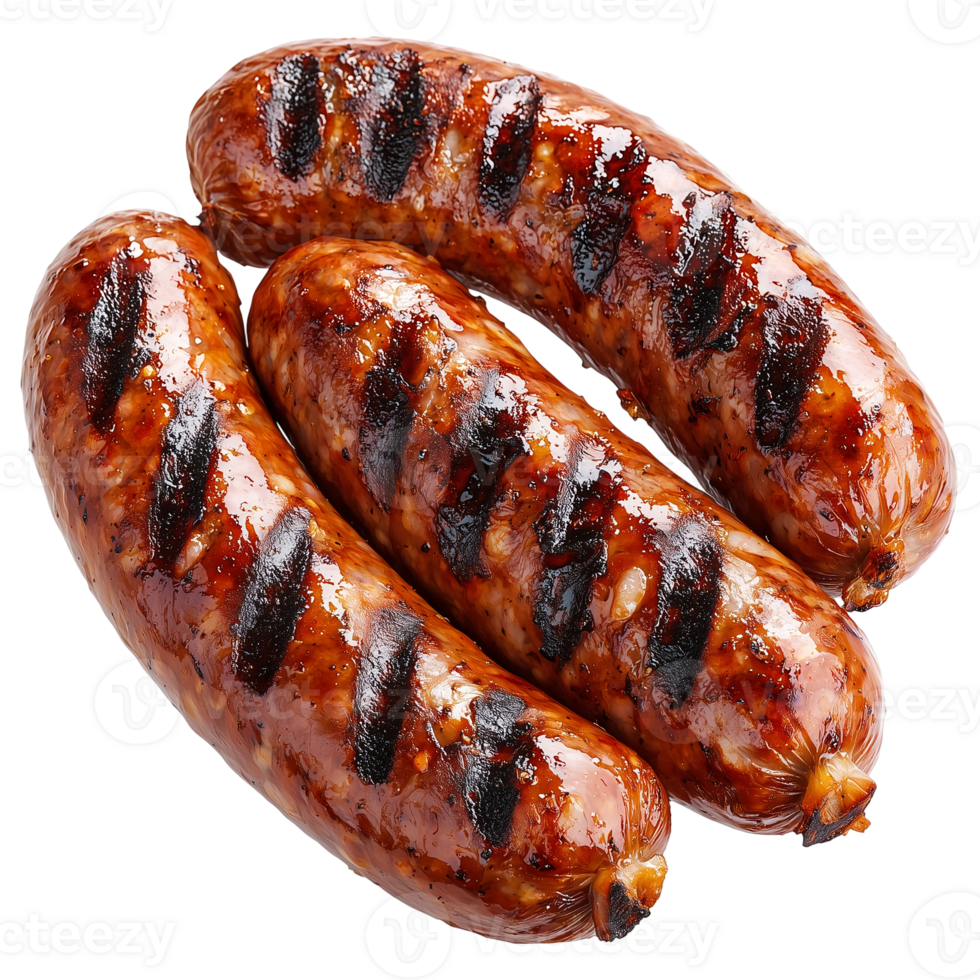 Grilled sausages delicious food barbecue sausage grill cuisine isolated on transparent background png