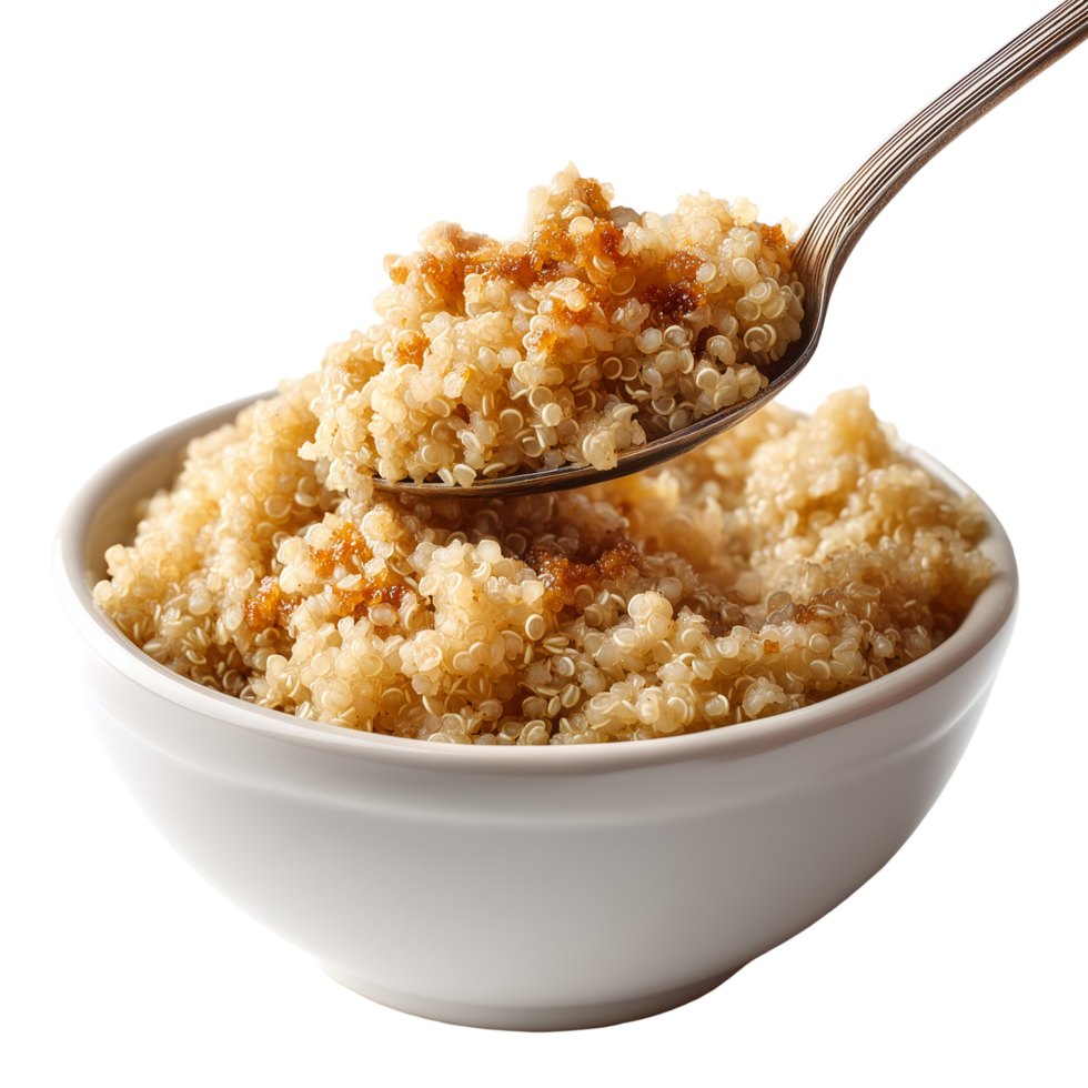 Delicious quinoa bowl with spoon for healthy eating concept food isolated on transparent background png