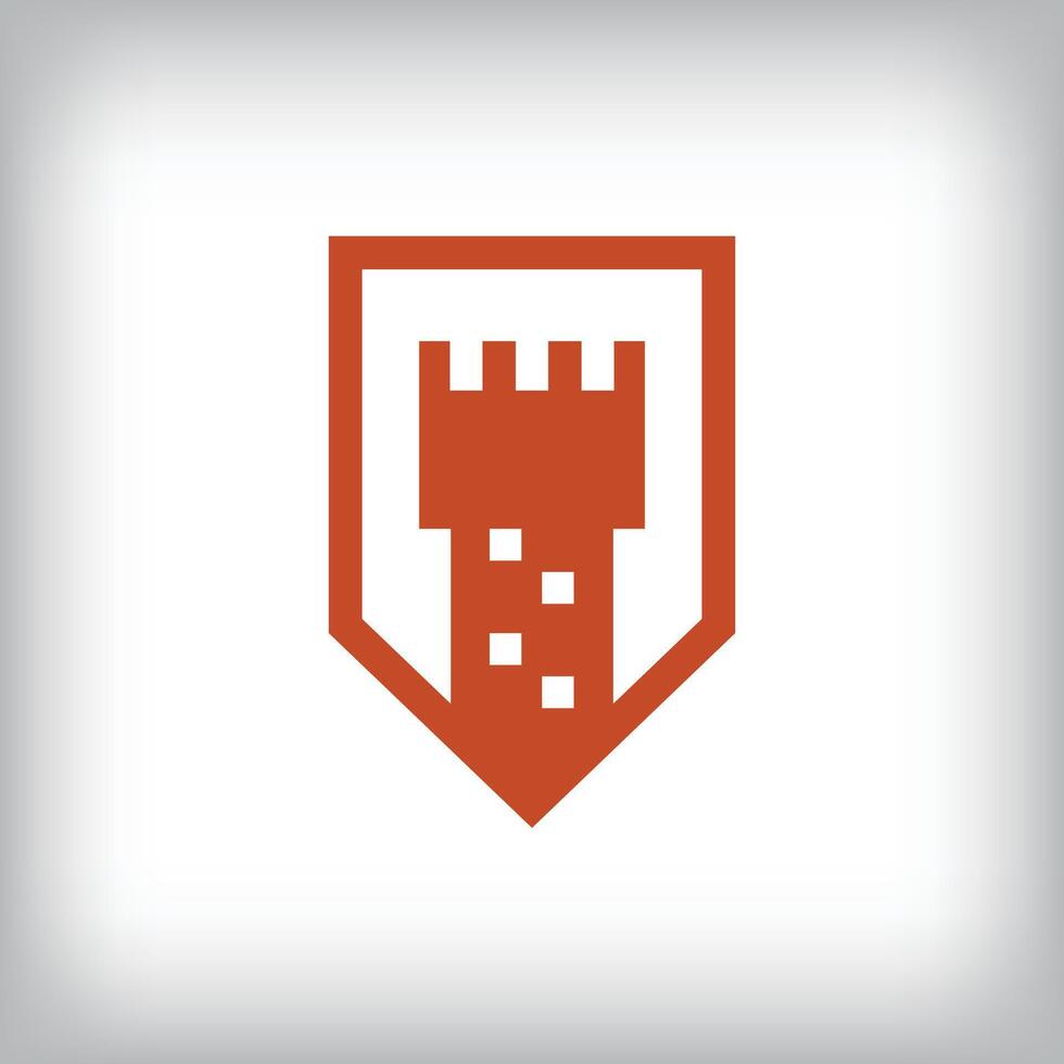 Unique protected tower and castle logo design. vector