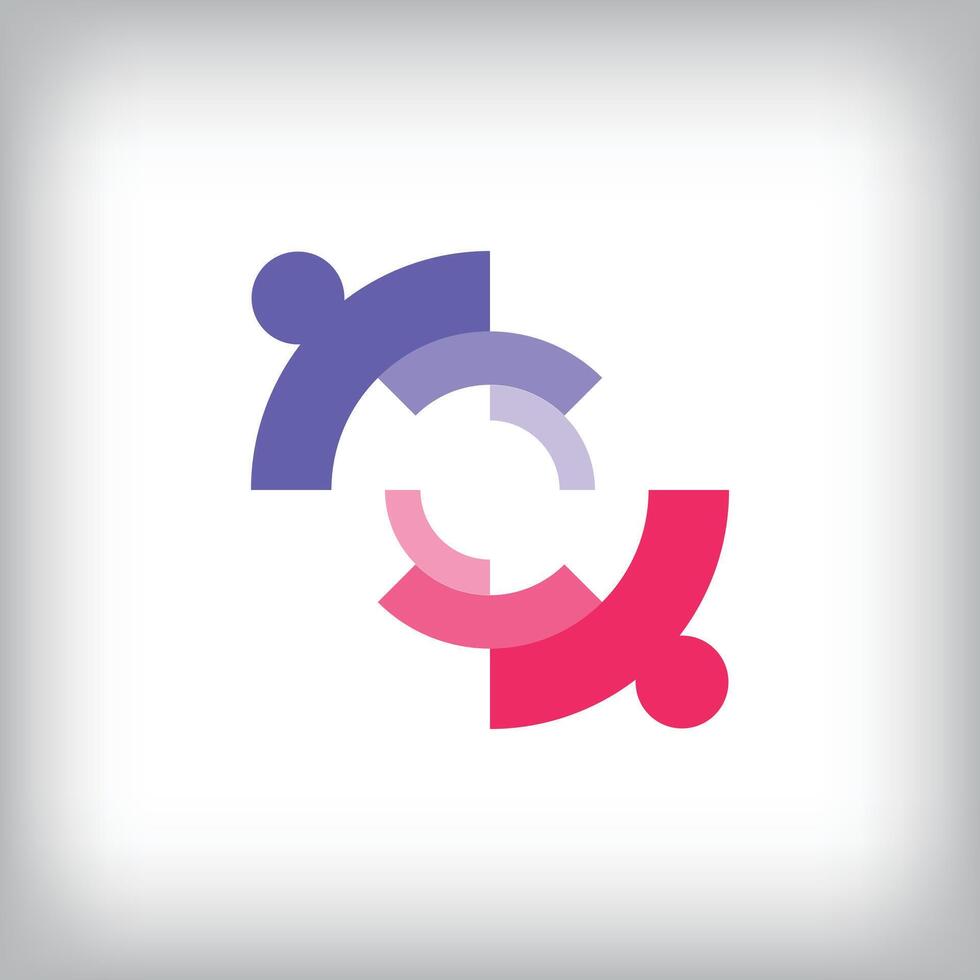 Unique dual teamwork logo design. Unity and leadership style. vector