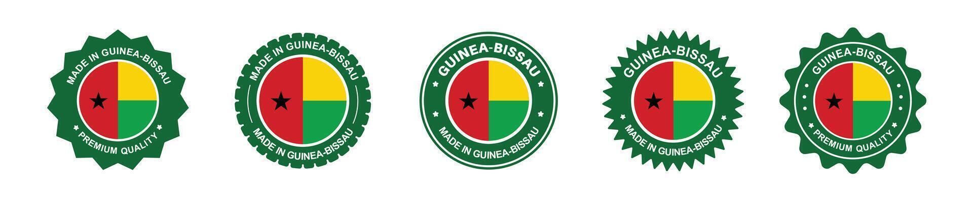 guinea-bissau product label set. guinea-bissauflag, premium made in guinea-bissau. Labels, seals, stamps, flags, icons vector