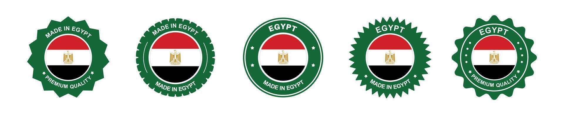 egypt product label set. egypt flag, premium made in egypt . Labels, seals, stamps, flags, icons vector