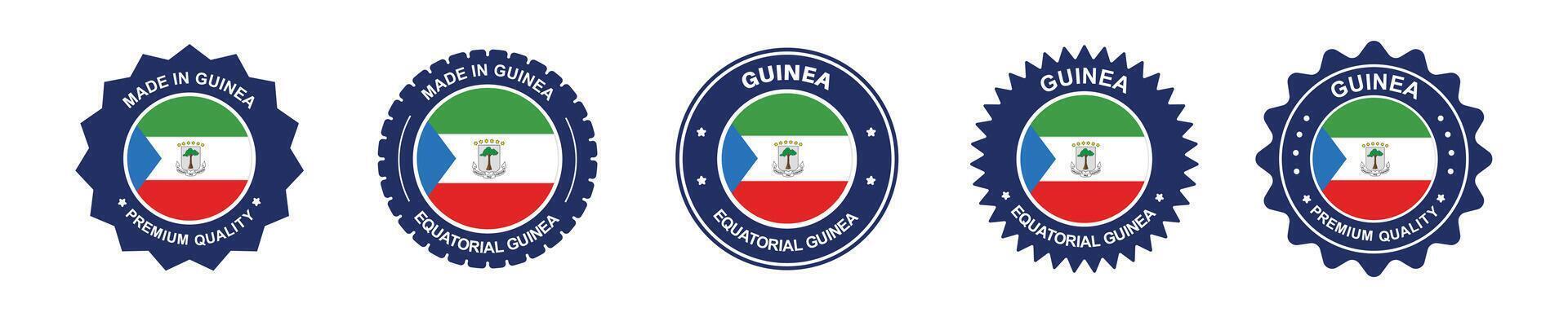 equatorial guinea product label set. equatorial guinea flag, premium made in equatorial guinea . Labels, seals, stamps, flags, icons vector