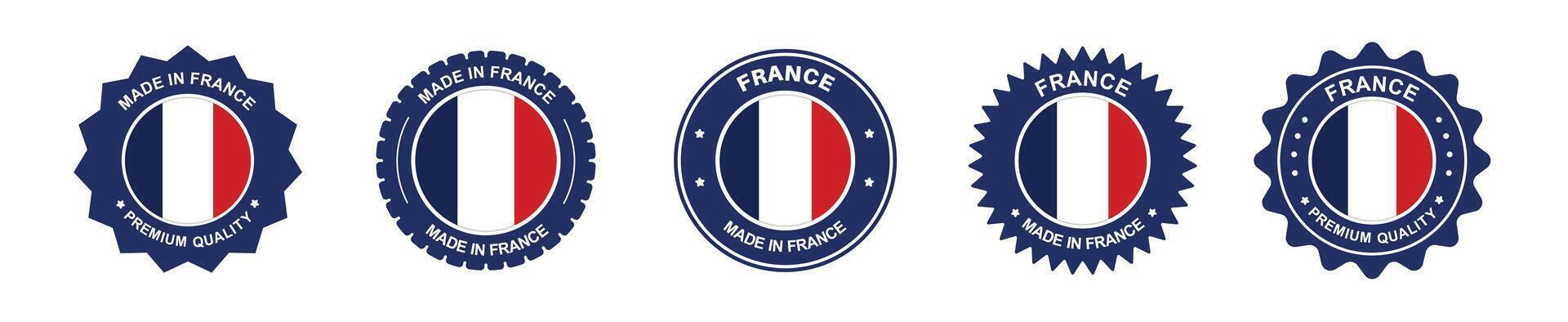 france product labels set. france flag, premium made in france. Labels, seals, stamps, flags, icons vector