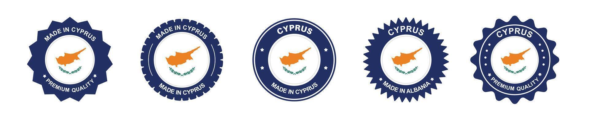 cyprus product label set. cyprus flag, premium made in cyprus. Labels, seals, stamps, flags, icons. vector