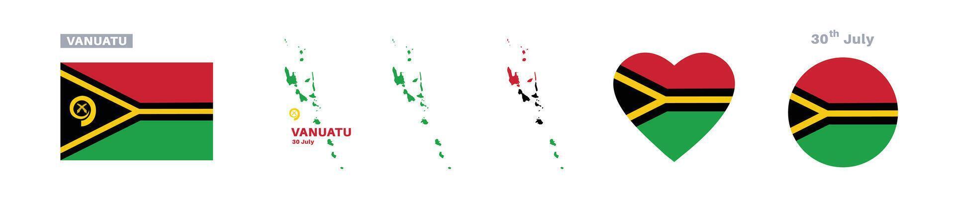 Vanuatu flag and designs vector