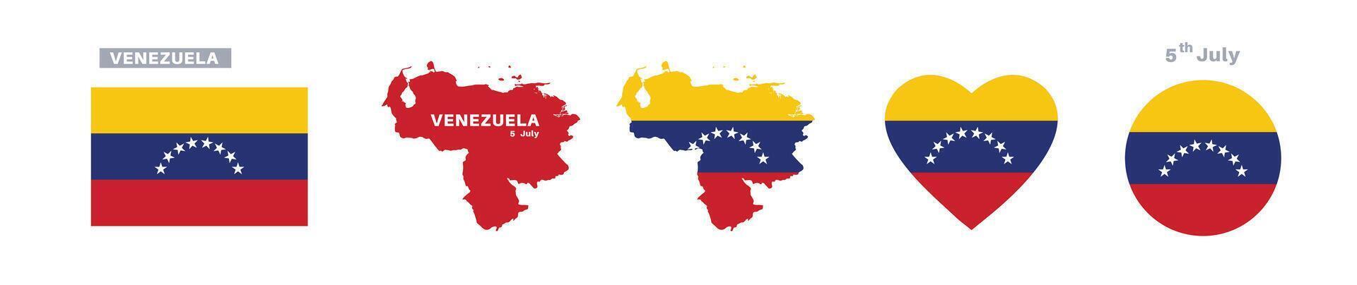 Venezuela flag and map symbols vector