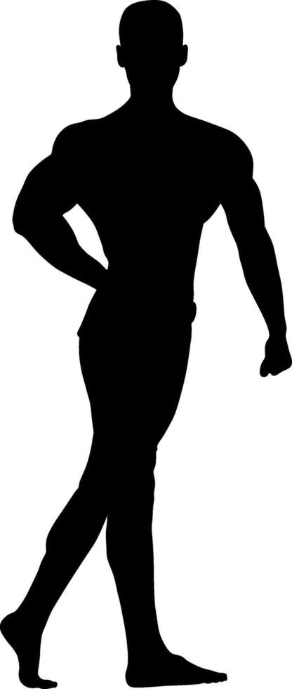 Bodybuilder Silhouette Posing vector