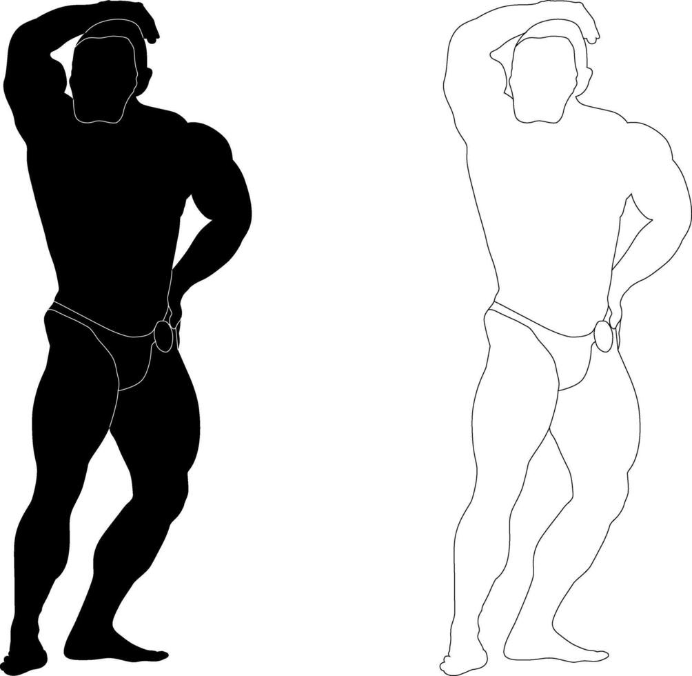 Bodybuilder Posing Silhouette Illustration vector