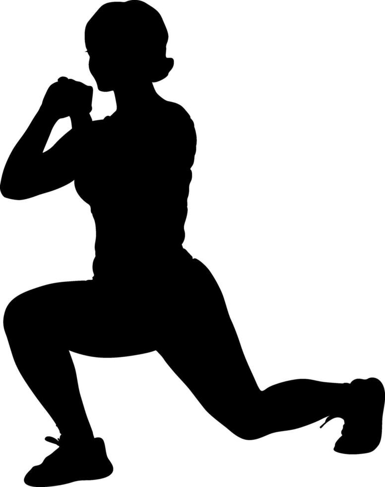 Woman Performing a Lunge Exercise Silhouette vector