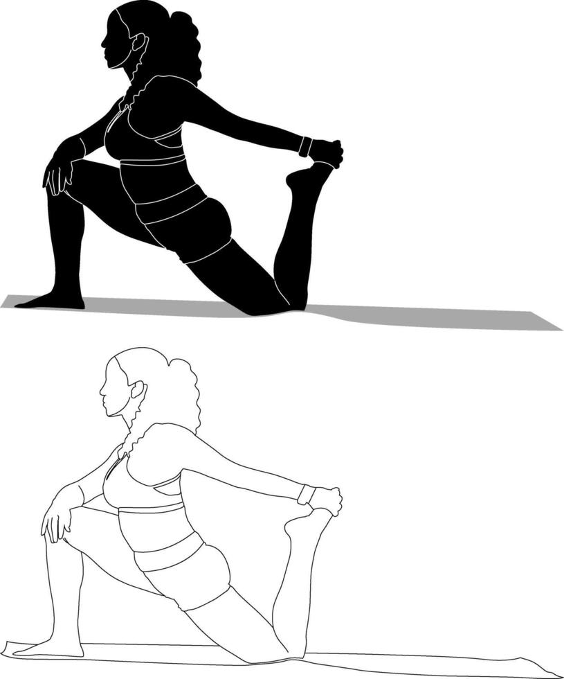 Yoga Pose Silhouette One-Legged King Pigeon vector