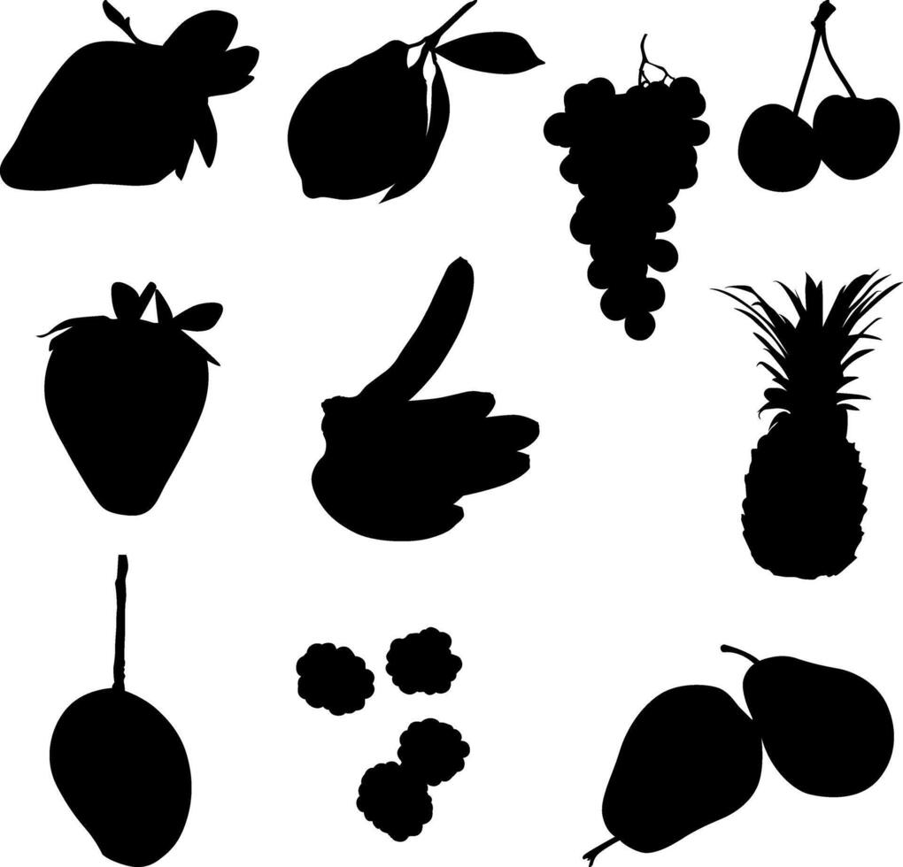 Silhouette of fruits collection vector