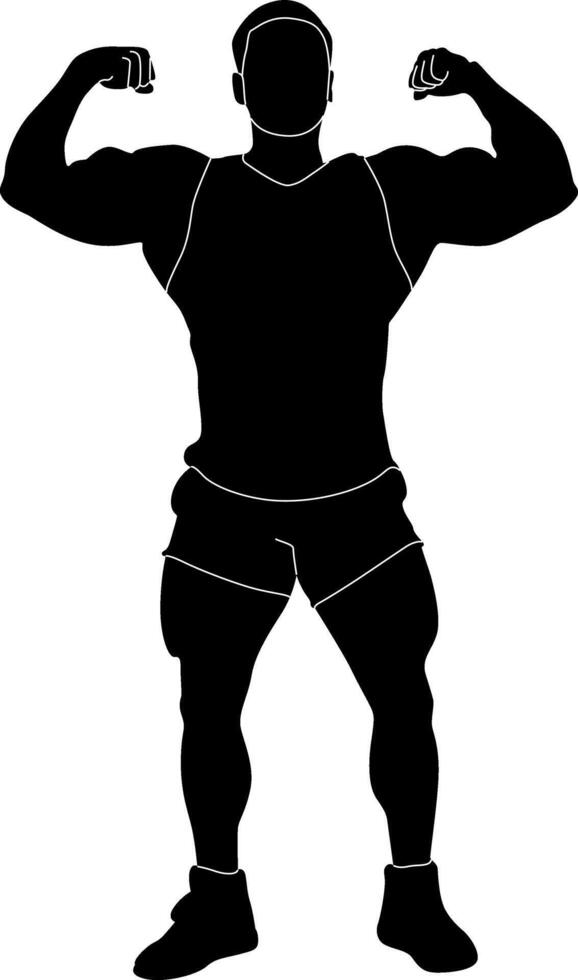 Bodybuilder flexing silhouette vector