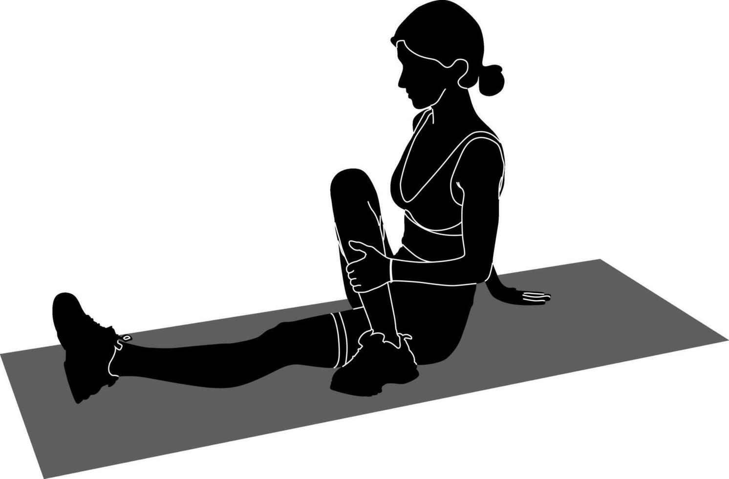 Woman Stretching on Mat vector