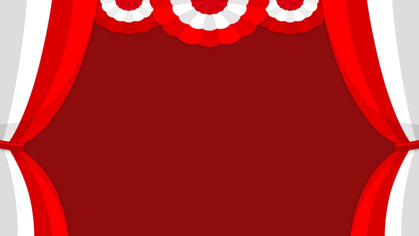 Red and white curtains background with copy space perfect for greetings, advertisements, promotions, and many more. Indonesian flag themed template background vector
