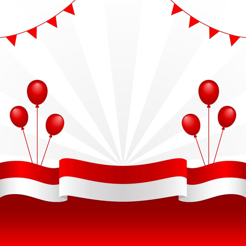 White copy space background with Indonesian flag and red balloons. Indonesian flag background template with gradient color design suitable for celebrate important days in Indonesia vector