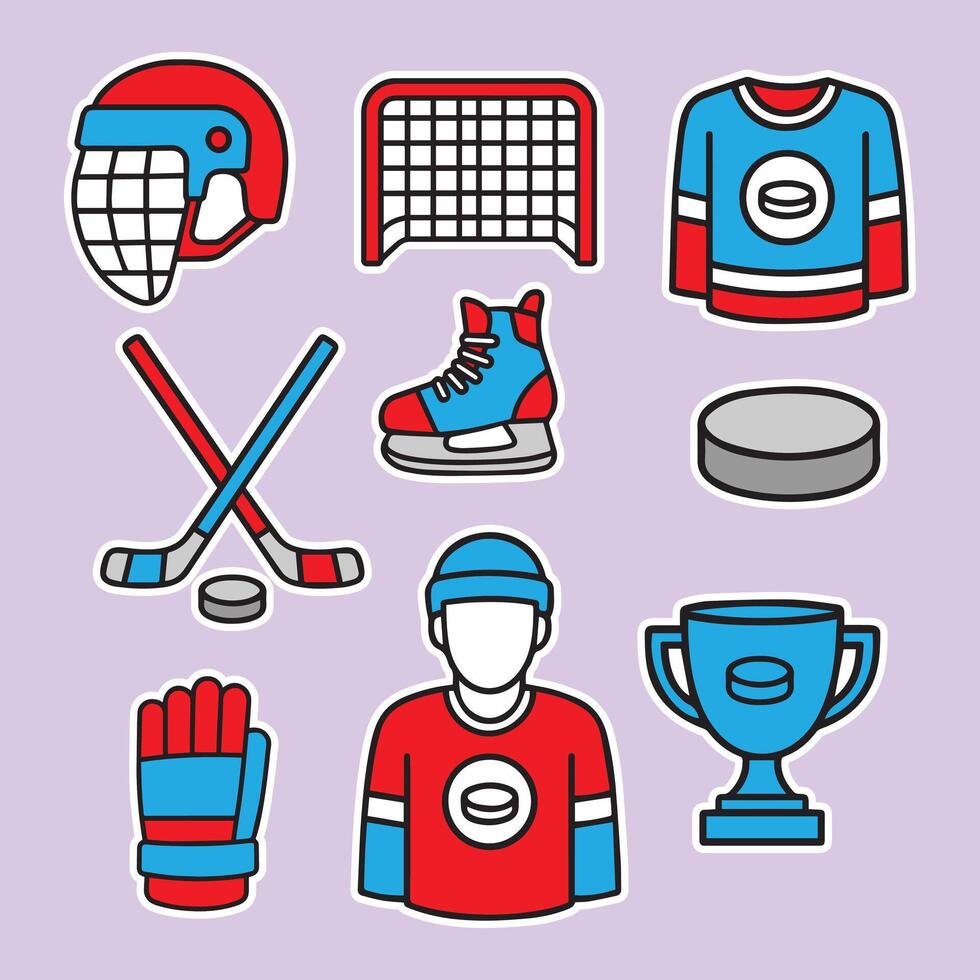 ice hockey color icon set vector