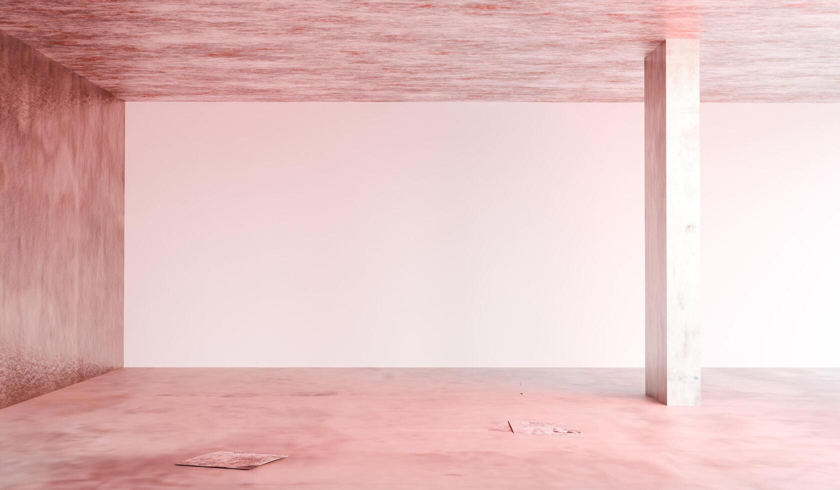 Empty room with cement wall, room with light and stains, old wall, 3d illustration photo